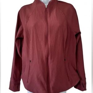 Athleta Women’s Tawny Rose Salutation Ribbed Zip Up Long Sleeve Jacket- Size XL